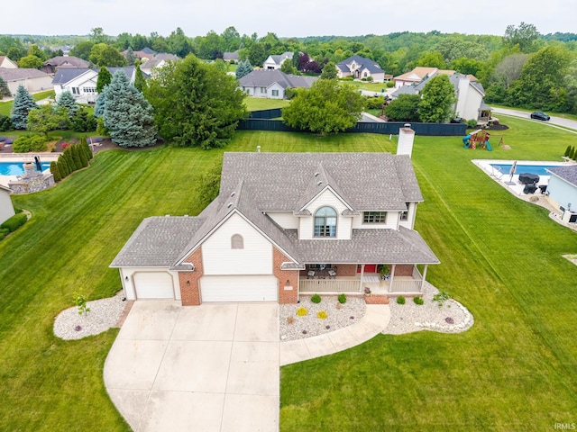 15329 Laurel Ridge Pl, Leo, IN 46765 - view from above of property featuring a pool