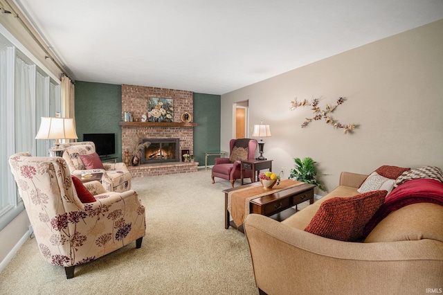 26966 Heather Ln, Elkhart, IN 46514 - living area featuring carpet floors and a fireplace