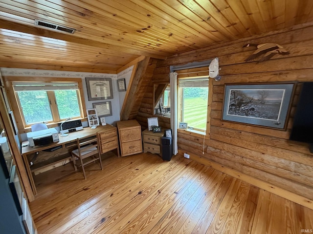 1764 County Road 66th Rd, Auburn, IN 46706 - office space with light wood-style floors, rustic walls, and wooden ceiling