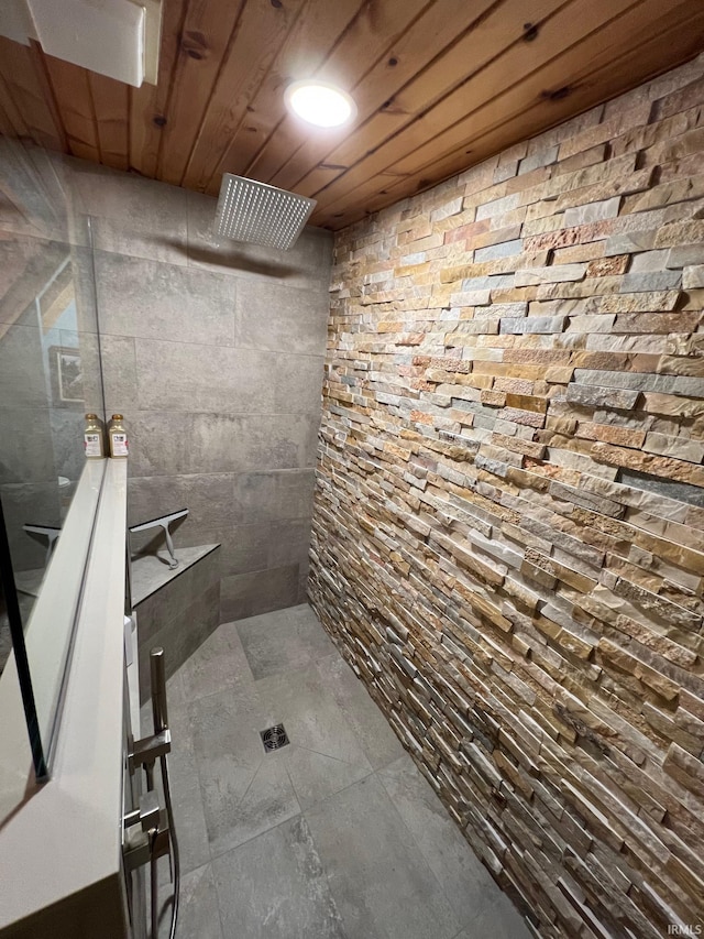 1764 County Road 66th Rd, Auburn, IN 46706 - full bath featuring a tile shower and wooden ceiling