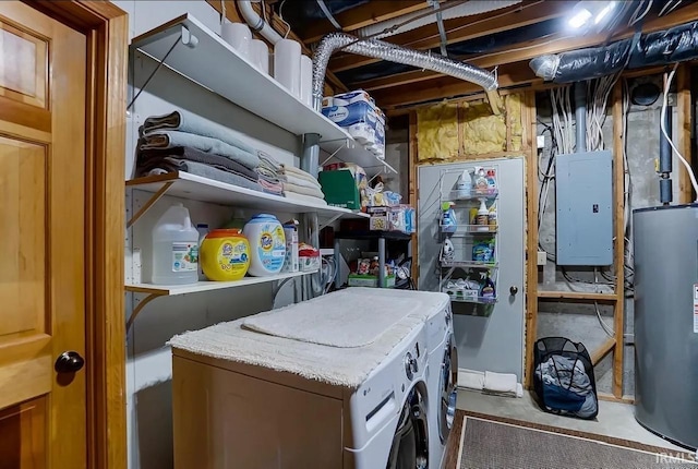 1764 County Road 66th Rd, Auburn, IN 46706 - washroom featuring electric panel, washing machine and dryer, and gas water heater