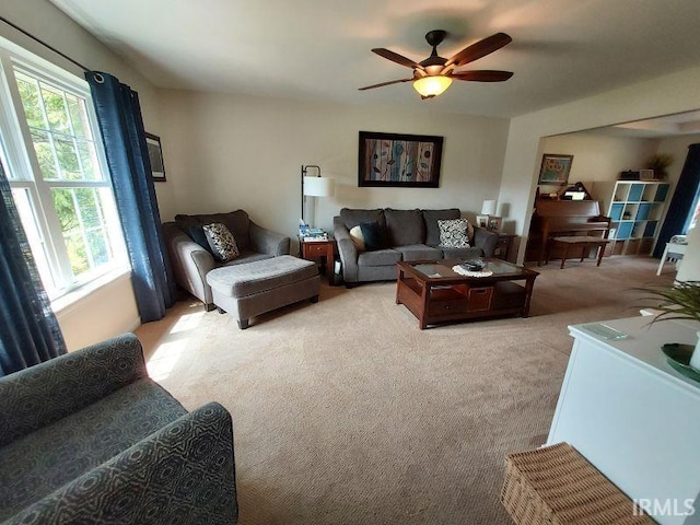 394 Saint Charles St, Jasper, IN 47546 - carpeted living area with ceiling fan