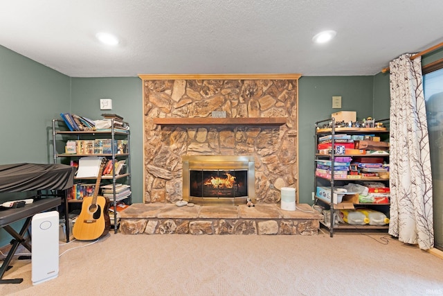 332 W Tyland Blvd, New Haven, IN 46774 - carpeted living area with a fireplace and recessed lighting