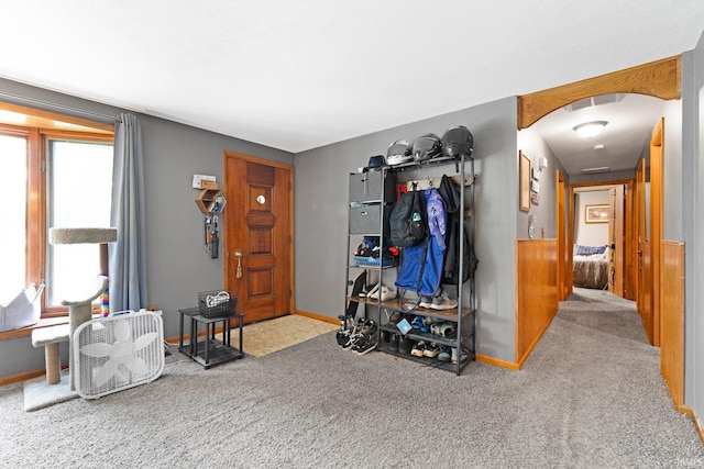 332 W Tyland Blvd, New Haven, IN 46774 - carpeted entrance foyer featuring baseboards and arched walkways