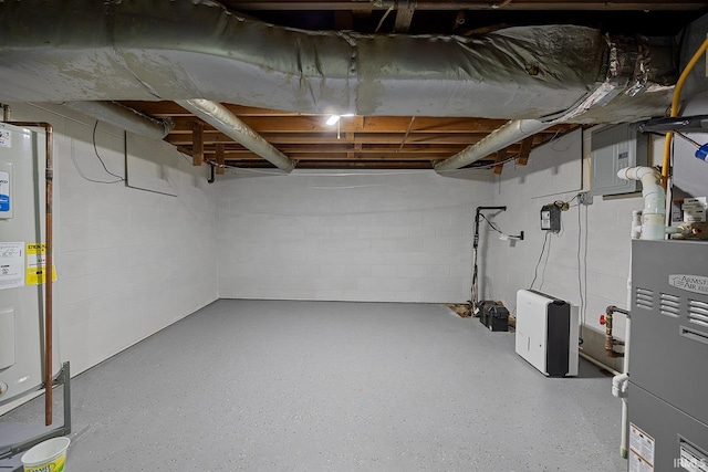 14 Brady Ct, Lafayette, IN 47909 - unfinished basement featuring water heater and concrete block wall