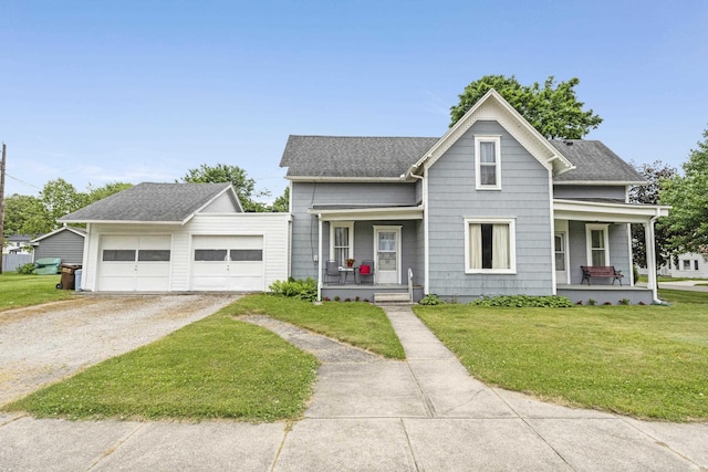1202 S Van Buren St, Auburn, IN 46706 - view of front of property with a porch, driveway, a front lawn, and roof with shingles