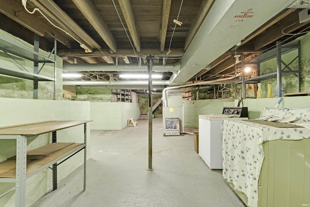 1202 S Van Buren St, Auburn, IN 46706 - unfinished basement featuring washer / clothes dryer and heating unit