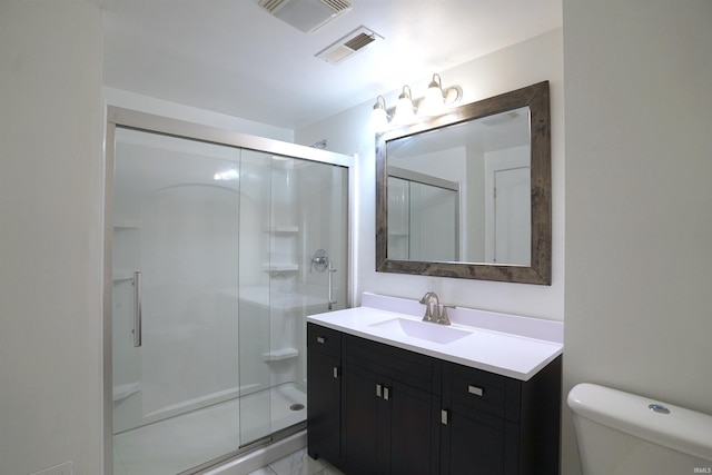 52589 Lilac Rd, South Bend, IN 46628 - full bathroom featuring vanity, a stall shower, and toilet