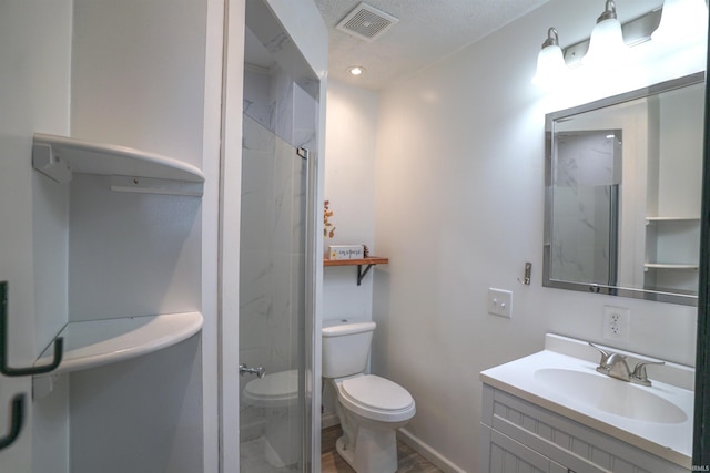 52589 Lilac Rd, South Bend, IN 46628 - full bathroom with toilet, vanity, a marble finish shower, and recessed lighting