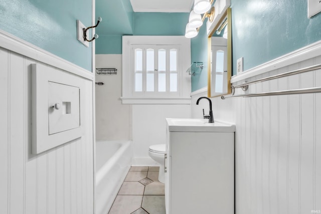 3709 Shady Ct, Fort Wayne, IN 46807 - bathroom with vanity, toilet, tile patterned flooring, and tub / shower combination