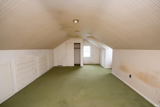 924 S Washington St, Delphi, IN 46923 - bonus room featuring carpet, vaulted ceiling, and wallpapered walls