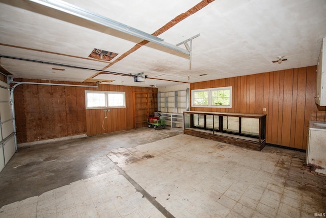 924 S Washington St, Delphi, IN 46923 - garage featuring wooden walls and a garage door opener