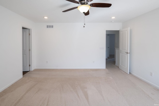 4632 Portney Pl, Fort Wayne, IN 46818 - spare room featuring light colored carpet, ceiling fan, baseboards, and recessed lighting