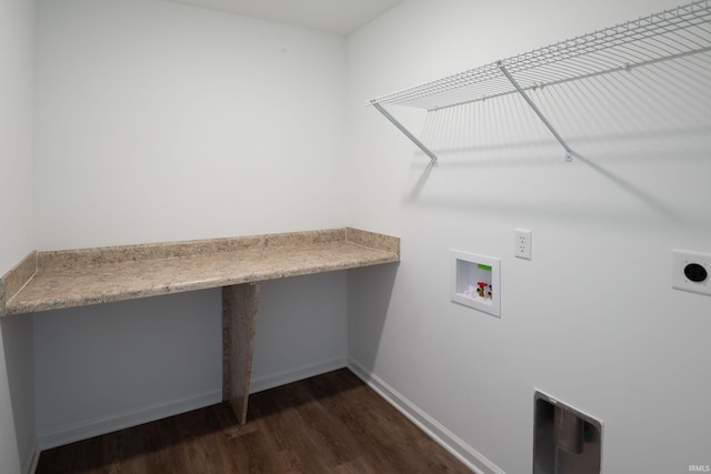 4632 Portney Pl, Fort Wayne, IN 46818 - laundry area with hookup for an electric dryer, dark wood-style flooring, washer hookup, and baseboards