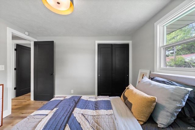 5012 Autumn Ln, Lafayette, IN 47909 - bedroom featuring light wood-style floors, a textured ceiling, and a closet