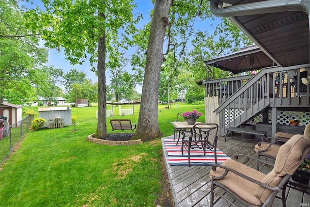 6916 Woodtrail Ct, Fort Wayne, IN 46835 - view of yard featuring a wooden deck and stairway