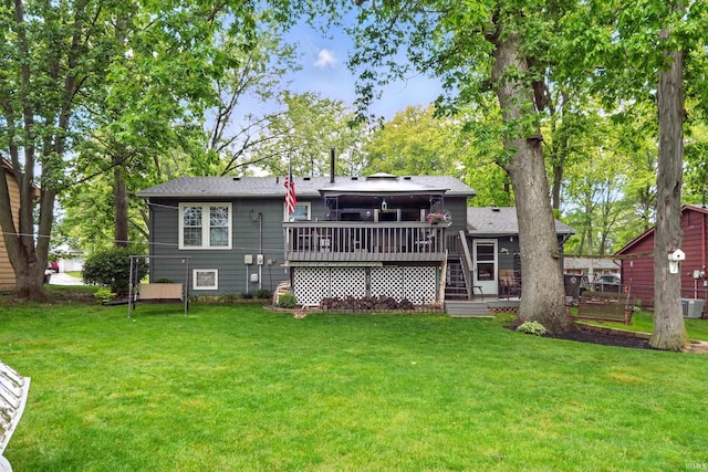 6916 Woodtrail Ct, Fort Wayne, IN 46835 - rear view of house with a deck and a lawn