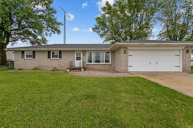 5345 E 00 Ns, Greentown, IN 46936 - single story home featuring brick siding, a garage, driveway, and a front yard