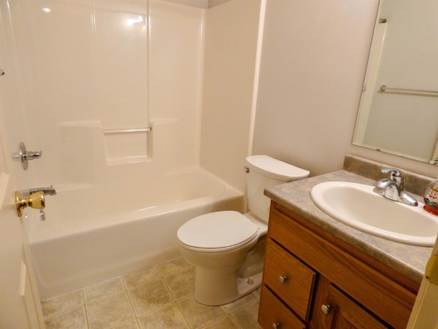 8202 Red Shank Ln, Fort Wayne, IN 46825 - bathroom with vanity, tile patterned floors, toilet, and washtub / shower combination