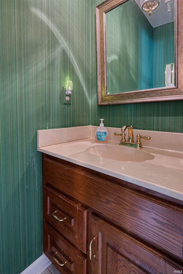 505 Wyndclyff Dr, Evansville, IN 47711 - bathroom featuring vanity and wallpapered walls