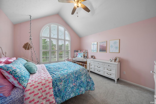 14609 Carrigan Ct, Granger, IN 46530 - bedroom with lofted ceiling, carpet, and a ceiling fan