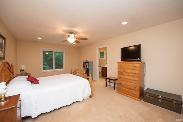 2307 Stacey Hollow Pl, Lafayette, IN 47905 - bedroom with light carpet, recessed lighting, and a ceiling fan