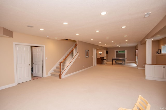 2307 Stacey Hollow Pl, Lafayette, IN 47905 - below grade area featuring light carpet, recessed lighting, and baseboards