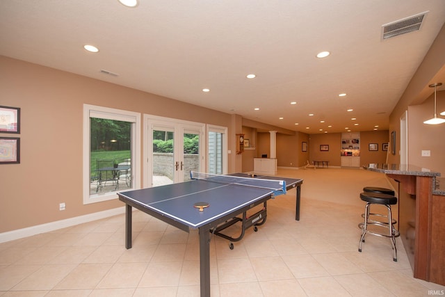 2307 Stacey Hollow Pl, Lafayette, IN 47905 - rec room with recessed lighting, baseboards, and french doors