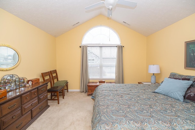 4654 Ironstone Ln, West Lafayette, IN 47906 - bedroom featuring light carpet, vaulted ceiling, and ceiling fan