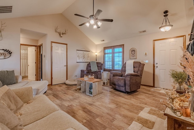 17 Chrysler Ave, Wabash, IN 46992 - living area with ceiling fan, light wood-style flooring, and high vaulted ceiling