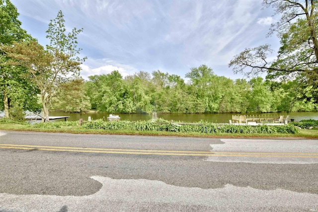 8020 N W Shafer Dr, Monticello, IN 47960 - view of asphalt road featuring a water view and a view of trees