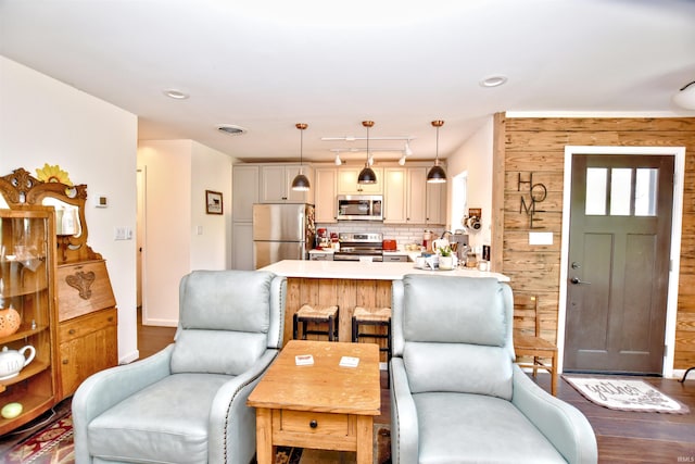 8020 N W Shafer Dr, Monticello, IN 47960 - living room with wood finished floors, recessed lighting, and baseboards