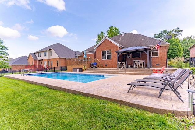 2534 Wheaton Dr, Evansville, IN 47725 - view of pool featuring a gazebo, a wooden deck, and a patio