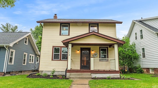 4112 Arlington Ave, Fort Wayne, IN 46807 - traditional style home with covered porch, a chimney, and a front lawn