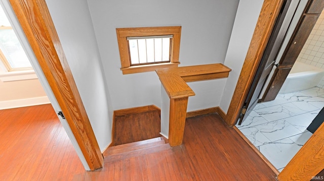 4112 Arlington Ave, Fort Wayne, IN 46807 - staircase featuring baseboards and marble finish flooring