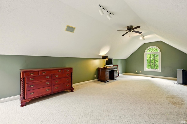 5905 Anjolea Way, Lafayette, IN 47905 - additional living space featuring carpet, lofted ceiling, a ceiling fan, and baseboards