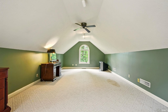 5905 Anjolea Way, Lafayette, IN 47905 - bonus room featuring a ceiling fan, lofted ceiling, baseboards, and carpet flooring