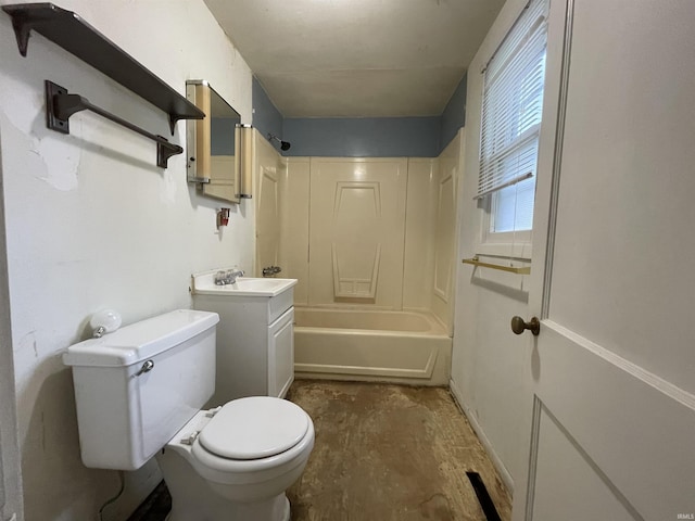 2405 Clara Ave, Fort Wayne, IN 46805 - bathroom featuring toilet, vanity, and shower / bathtub combination