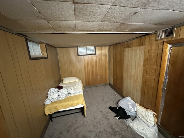 4340 Midway Rd, Elkhart, IN 46517 - bedroom with light carpet and wooden walls