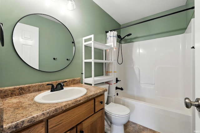 1328 Monte Carlo Dr, Huntertown, IN 46748 - bathroom featuring shower / tub combo, vanity, and toilet