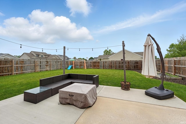 1328 Monte Carlo Dr, Huntertown, IN 46748 - view of patio with a playground and an outdoor living space