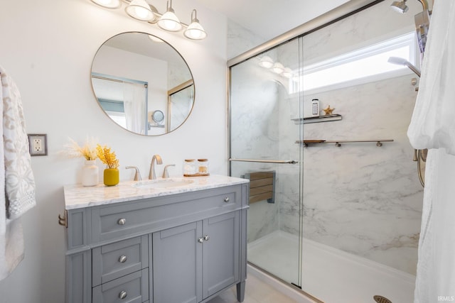 515 Cloudmont Dr, Osceola, IN 46561 - bathroom featuring vanity and a marble finish shower