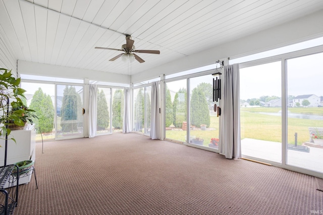 515 Cloudmont Dr, Osceola, IN 46561 - unfurnished sunroom with ceiling fan, carpet flooring, and plenty of natural light