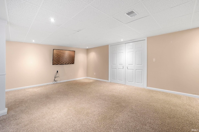 515 Cloudmont Dr, Osceola, IN 46561 - finished below grade area with carpet flooring, baseboards, a paneled ceiling, and recessed lighting