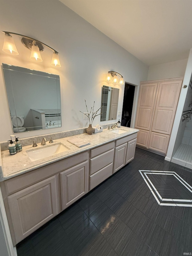530 W 060 N, Lagrange, IN 46761 - bathroom with double vanity, toilet, and a shower