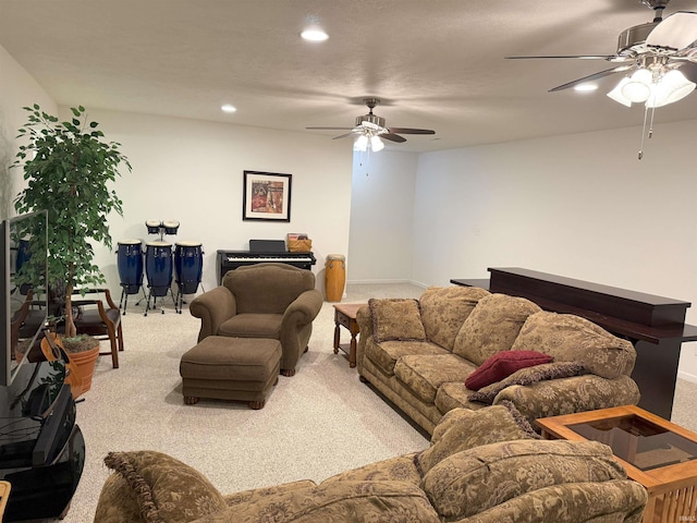 530 W 060 N, Lagrange, IN 46761 - living area with a ceiling fan, carpet, recessed lighting, and baseboards