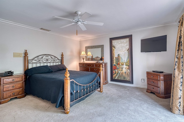 6888 Miller Ln, Newburgh, IN 47630 - carpeted bedroom with crown molding, ceiling fan, and baseboards