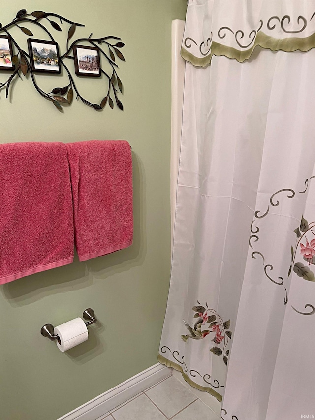 1976 Oak St, Linton, IN 47441 - bathroom featuring tile patterned flooring and curtained shower