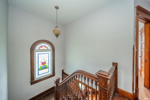 201 S 11th St, New Castle, IN 47362 - stairway featuring wood finished floors and baseboards