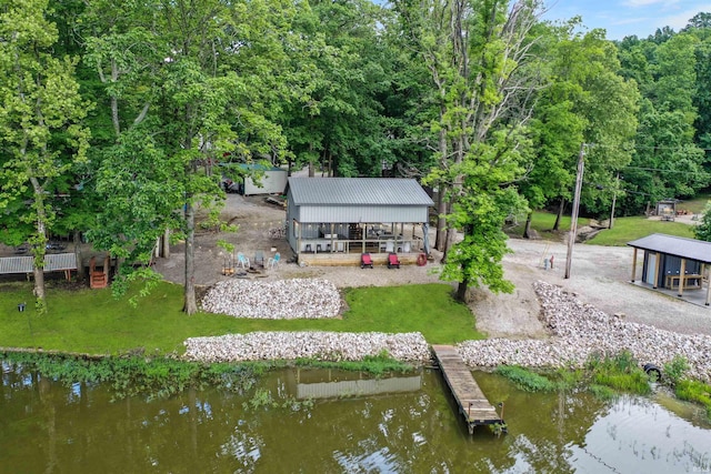 0 Creekview Ln, Cannelton, IN 47520 - rear view of property featuring metal roof, a yard, and a water view